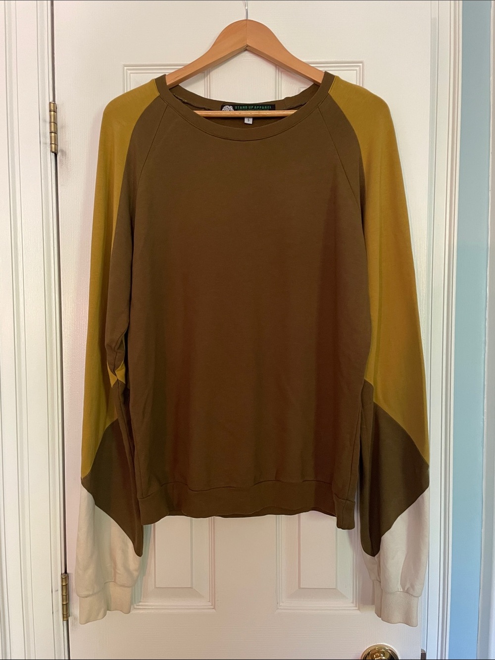 Olive and Mustard Colorblock Long Sleeve Top